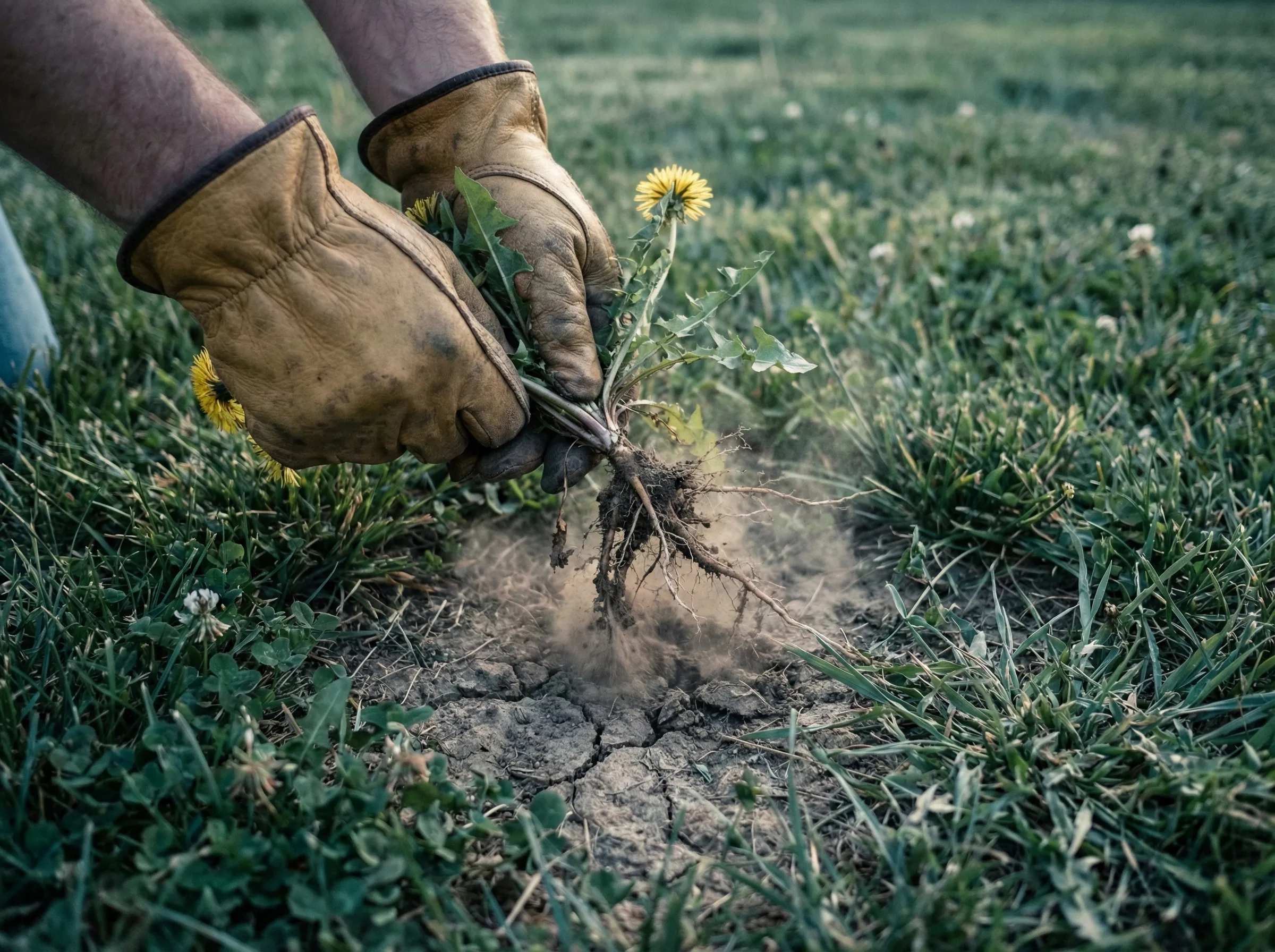 Backyard infested with weeds